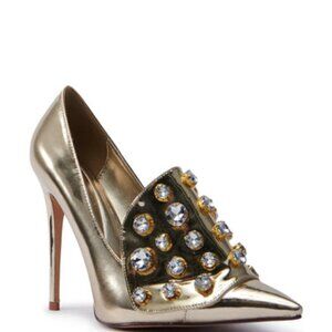 AZALEA WANG " A TOUCH OF CLASS " GOLD STILETTO PUMP(BRAND NEW !!!!!!!!!!!!!!!!!!